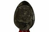 Septarian Dragon Egg Geode - Black Crystals #177418-2